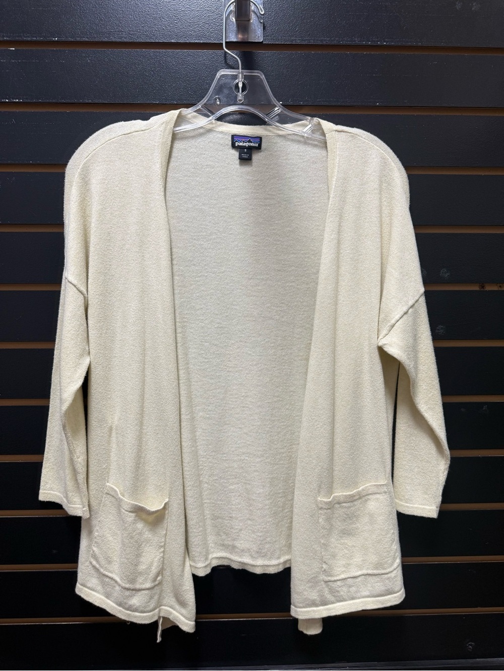 Patagonia Washed Pale Yellow Open Front Cardigan Sweater Small